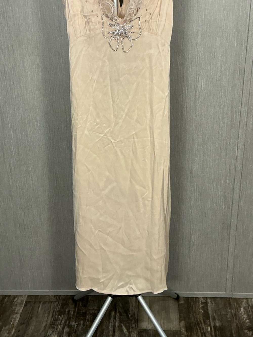 Free People Beaded Lace-Trim Slip Dress in Blush Size Small - Picture 7 of 16